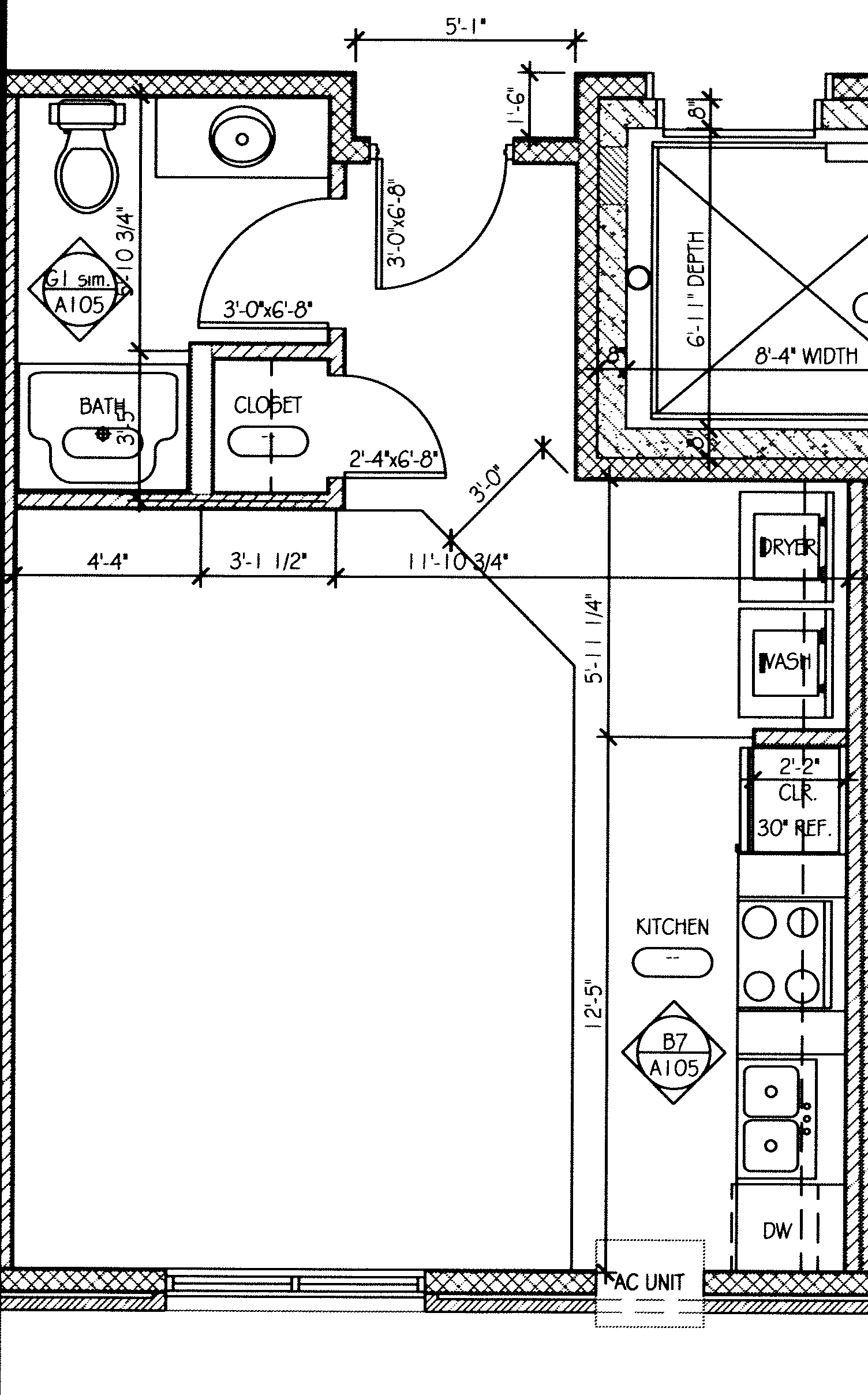 Floor plan for studio, 1 bath, 502 sqft